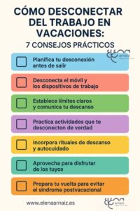 infografia consejos para desconectar del trabajo en vacaciones